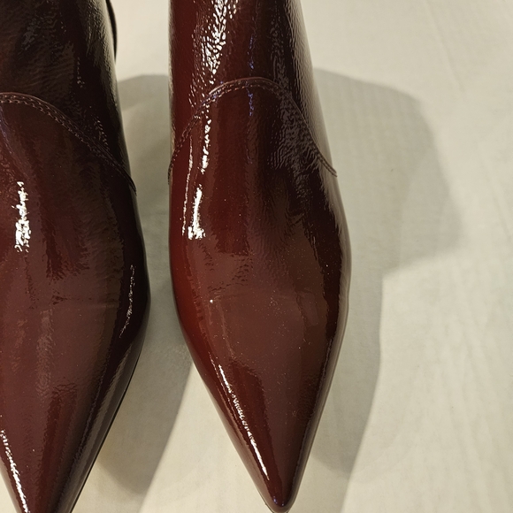 Nine West Glossy Burgundy Ankle Boots - Picture 3 of 9